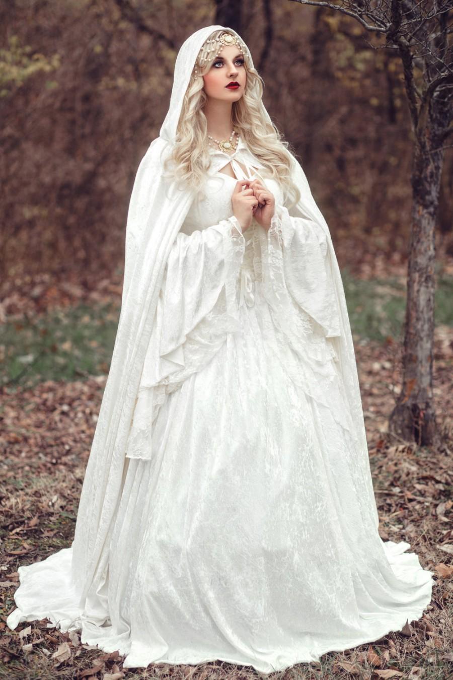 Wedding - Limited time Custom Order! Gwendolyn Princess Fairy Medieval Velvet and Lace Wedding Gown and Cape Your size/color