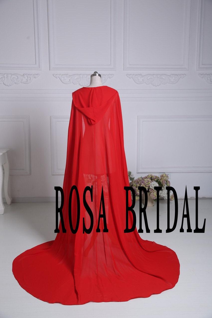 Mariage - Red Beach Cloak, Wedding Coat,  Bridal cape Wedding, Summer wedding bridal  wraps , Red Chiffon wedding Cloak Custom Color