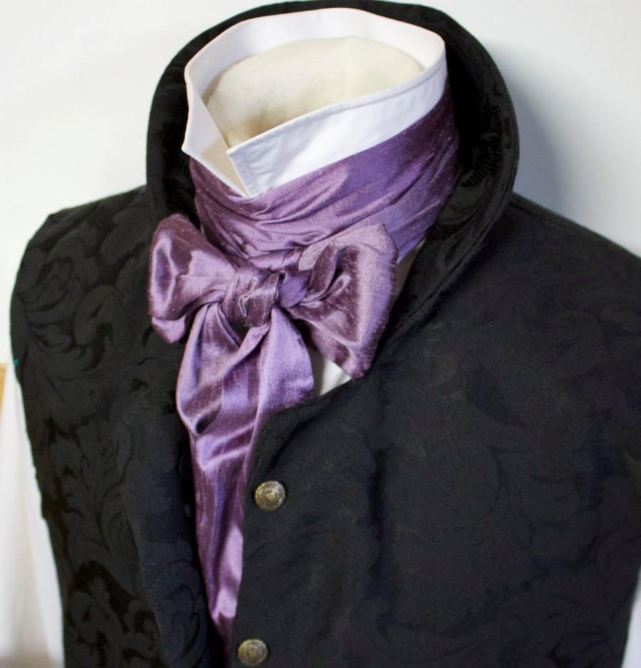 Hochzeit - Plum Dupioni Silk Extra LONG Slim - REGENCY Brummel Victorian Ascot Tie Cravat