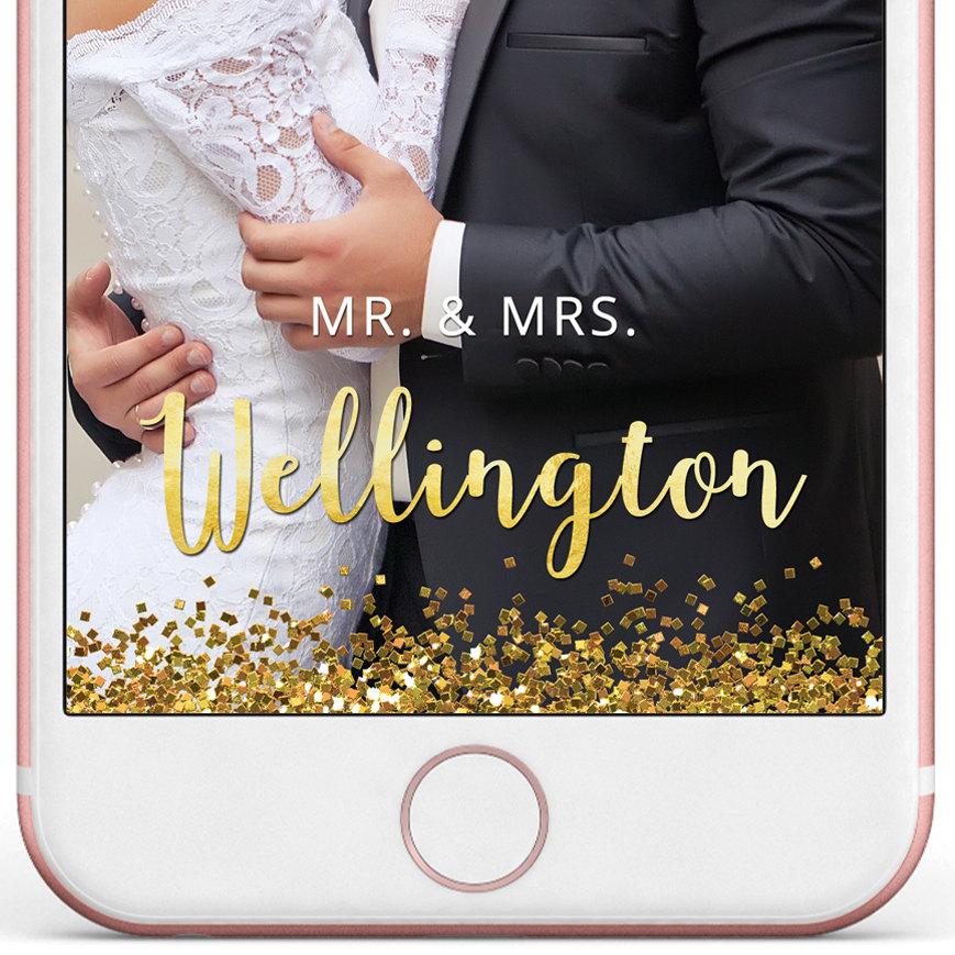Wedding - SNAPCHAT GEOFILTER, Custom Snapchat Geofilter, Wedding geofilter, Gold Silver glitter confetti