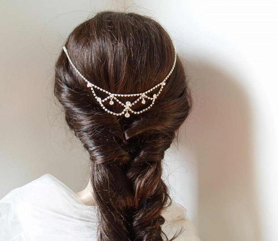 Свадьба - Bohemian Headpiece Wedding Hair Chain Rhinestone Hair Jewelry headchain