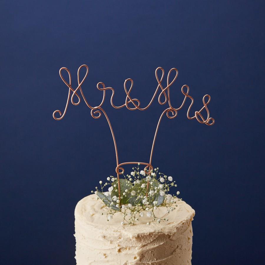 Mariage - Mr and Mrs Cake Topper -  Wire Cake Topper - Copper Cake Topper - Industrial Wedding Decor - Mr and Mrs Sign - Copper Wedding Decor - Topper