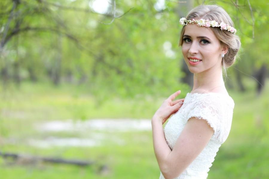 زفاف - Flower crown, Floral headband, Wedding hair accessories, Bridal headpiece, Bridal Crown, Hair wreath.