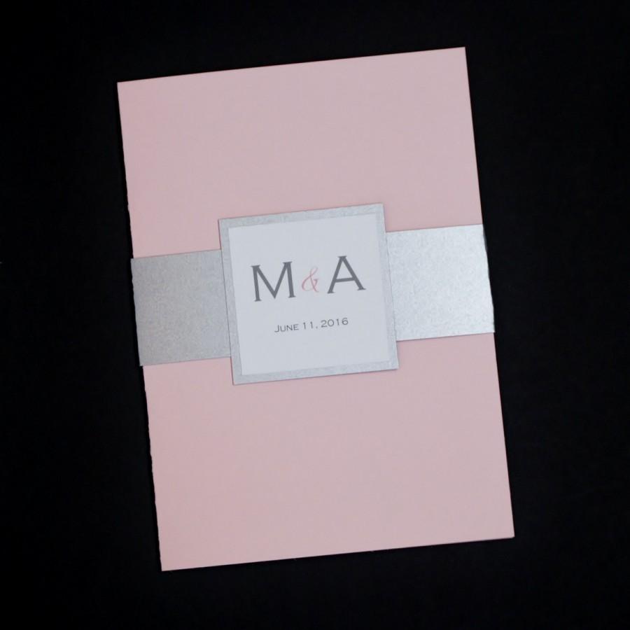 Mariage - Pink Champagne and Silver Traditional Elegance, pocketfold wedding invitation suite, sample set
