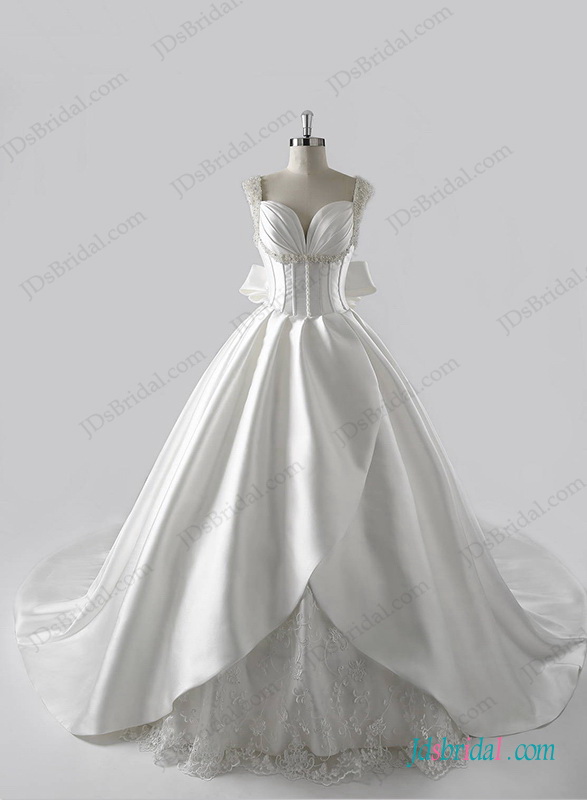 Hochzeit - stunning plunging neck illusion back ball gown wedding dress