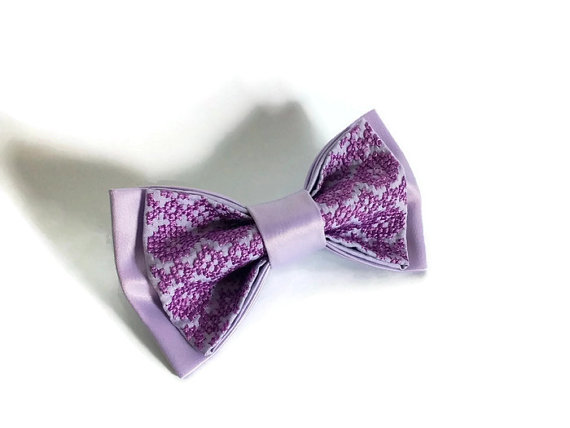 زفاف - Lilac satin bow tie For wedding lavender Graduation tie Boyfriend anniversary gifts From sister to brother Him lilac necktie Groom's hjertyw