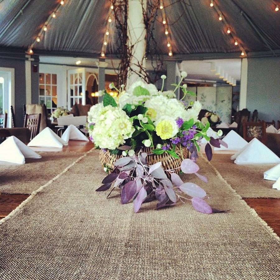 Mariage - Set of 6 Burlap Table Runners 108" Long Widths from 12" to 16" Rustic Wedding Table Settings