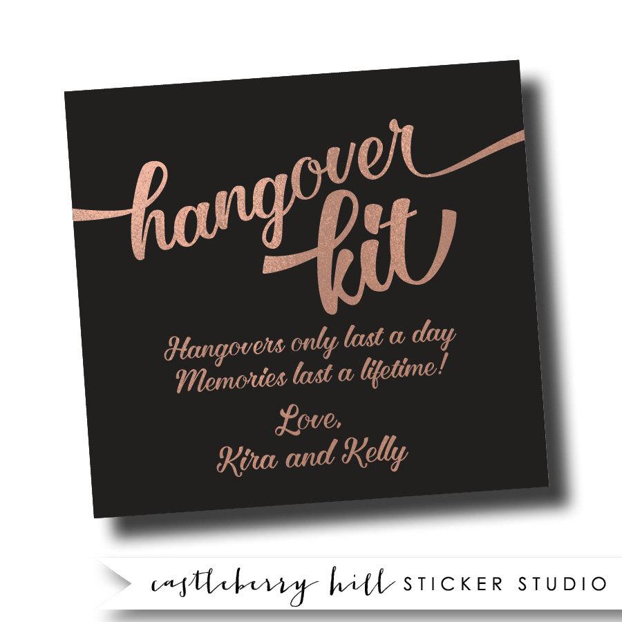 Hochzeit - Hangover Kit Sticker bachelorette favor label Wedding Favor Bachelorette label Bachelorette Party Recovery Kit hang over kit bridal shower