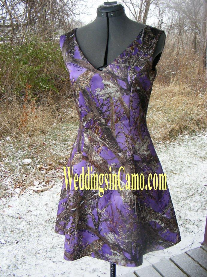 Wedding - SHORT CAMO Bridesmaid Sleeveless V-neck  GREAT for plus sizes Available in fourteen colors