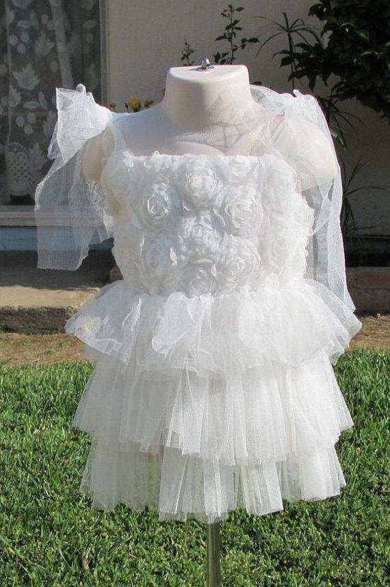 Mariage - Free Shipping Wedding Beautiful Tutu Girls Rose Flower Dress