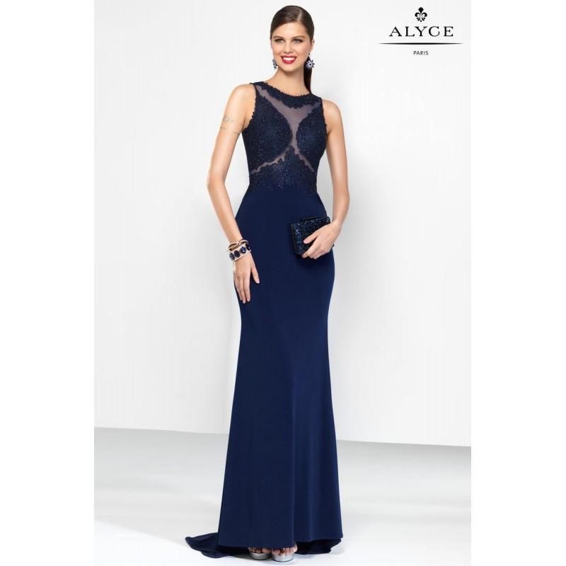 زفاف - Navy Alyce Mothers Gowns Long Island Alyce Black Label 5795 Alyce Paris Black Label - Top Design Dress Online Shop