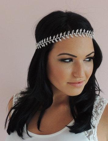 زفاف - Wedding Headpiece, Goddess Headpiece, Chain Headpiece Bridal BOHO Bohemian Headpiece Hippie Hair jewelry Silver
