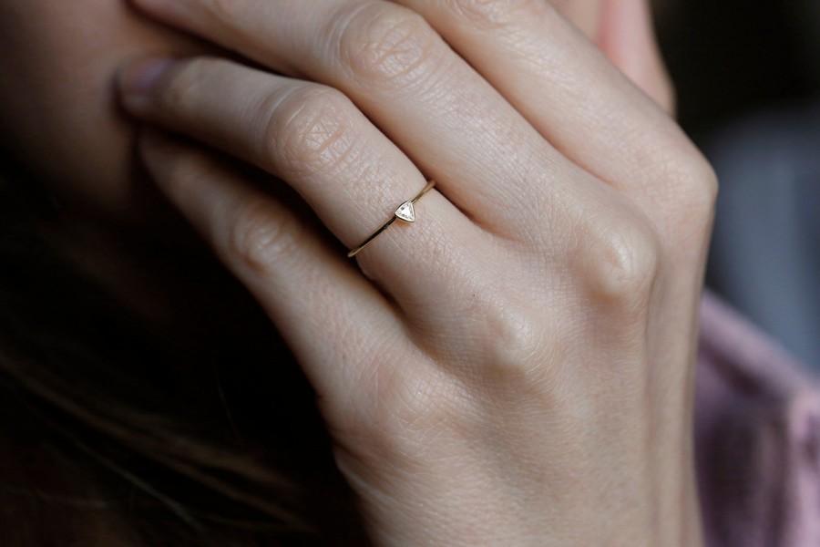 Mariage - Trillion Diamond Ring, Diamond Engagement Ring, Triangle Diamond Ring in 14k Gold