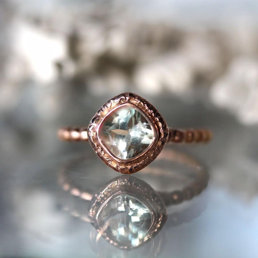 زفاف - Green Amethyst 14K Gold Ring, Gemstone Ring, Cushion Shape Ring, Eco Friendly, Engagement Ring, Stacking Ring, Recycled Gold - Made To Order