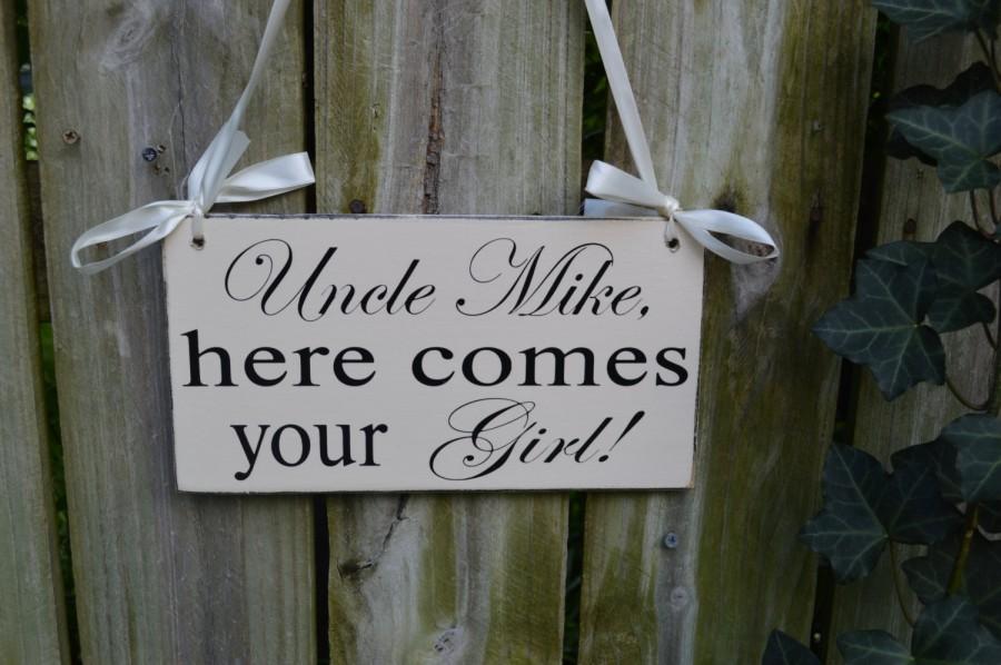Wedding - Here comes your girl sign, here comes the bride, country wedding, rustic wedding decor, boho wedding, flower girl sign, ring bearer sign