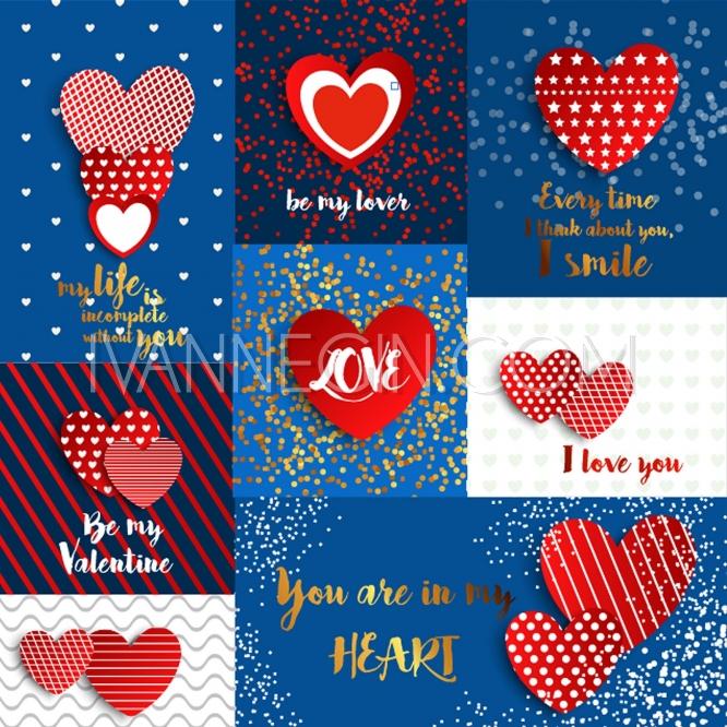 Wedding - Valentine. Set of stickers in the shape of a heart to celebrate Valentine's Day. Valentine's Day Par - Unique vector illustrations, christmas cards, wedding invitations, images and photos by Ivan Negin
