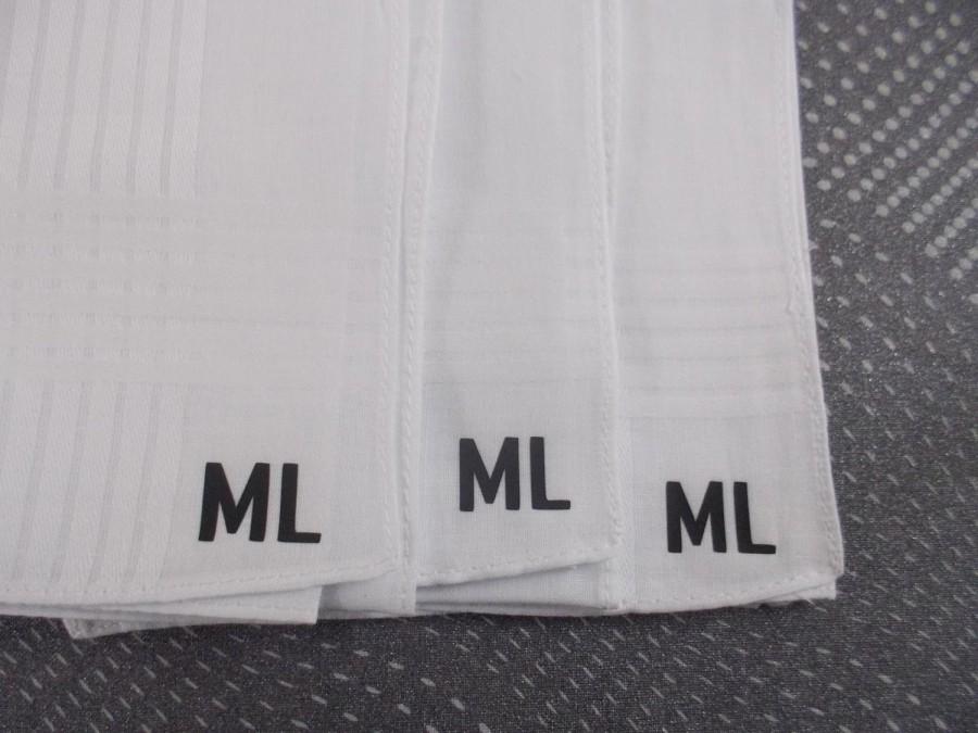 Wedding - Personalized Mens Monogram Handkerchief Wedding  Elegant. Groomsmen gift Set of 3. SALE