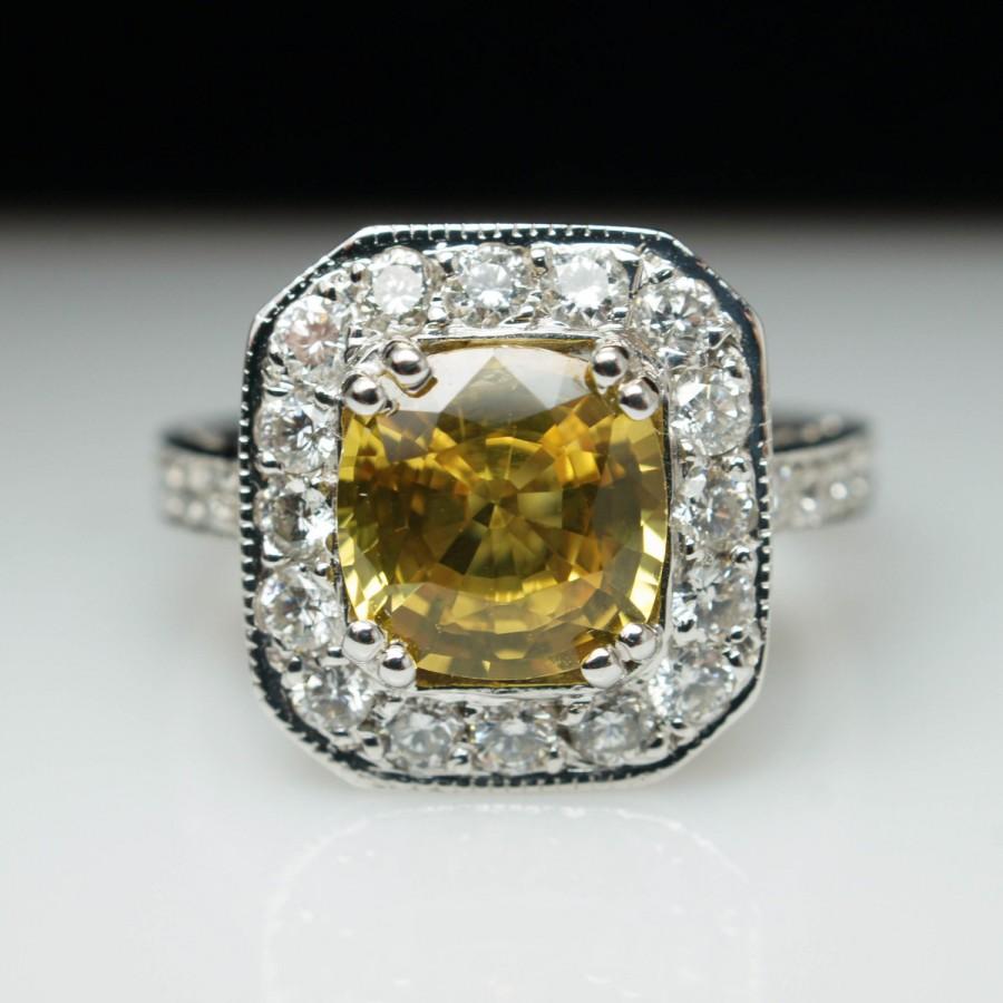 زفاف - Natural Cushion Cut Sapphire & Diamond Engagement Ring 18k White Gold Sapphire Engagement Ring Diamond Halo Jewelry Wedding Band