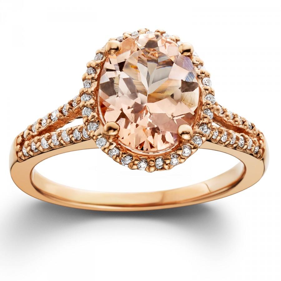 Mariage - Rose Gold Morganite Diamond Ring, Rose Gold Diamond Engagement Ring, Morganite Rose Gold 3.00CT Morganite & Diamond Engagement Ring 14K Rose