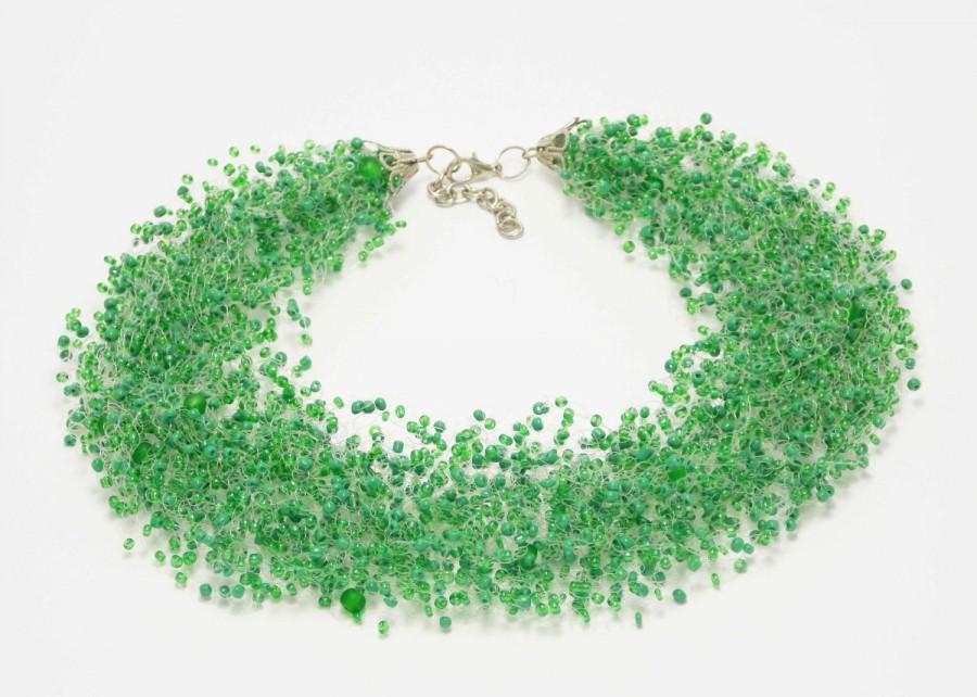 Hochzeit - Bridesmaid green necklace for her christmas green jewelry boho green jewelry jewellery gift Women necklace modern jewelry women gift forest
