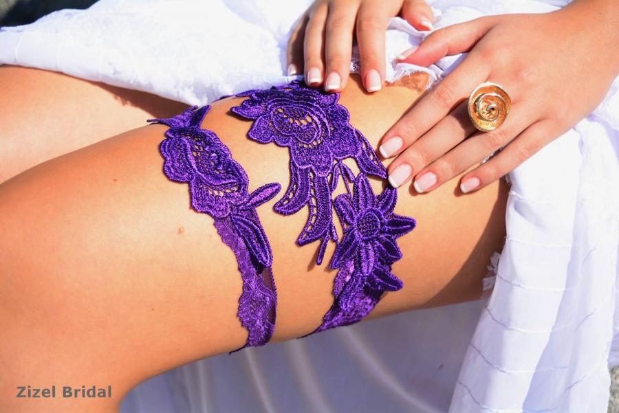 زفاف - Purple Garter, Wedding Garter, Lace Wedding Garter, Purple Garter Set, Lace Garter Set, Bridal Garter, Wedding Garter Set, Handmade Garter