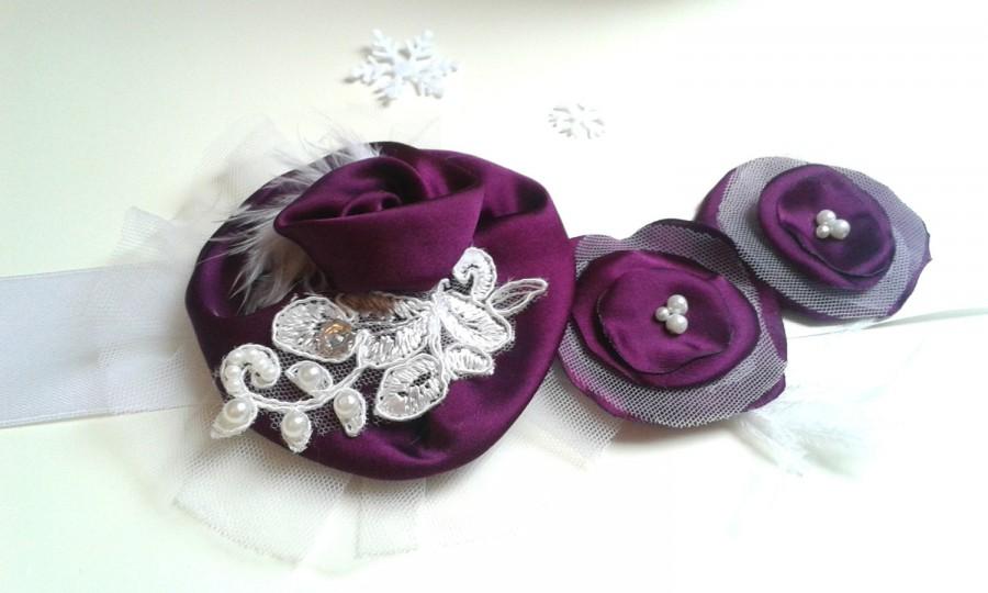 Hochzeit - Purple BRIDAL BELT, wedding belt