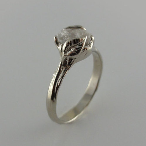 زفاف - Gold Leaf & Twig Diamond Engagement Ring, Made to Order. Cruelty Free, Uncut Rough Diamond Rings by Dawn Vertrees