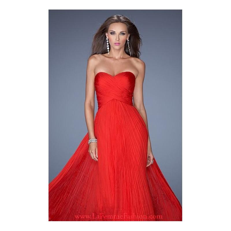 Wedding - Red Criss Cross Ruched by La Femme - Color Your Classy Wardrobe