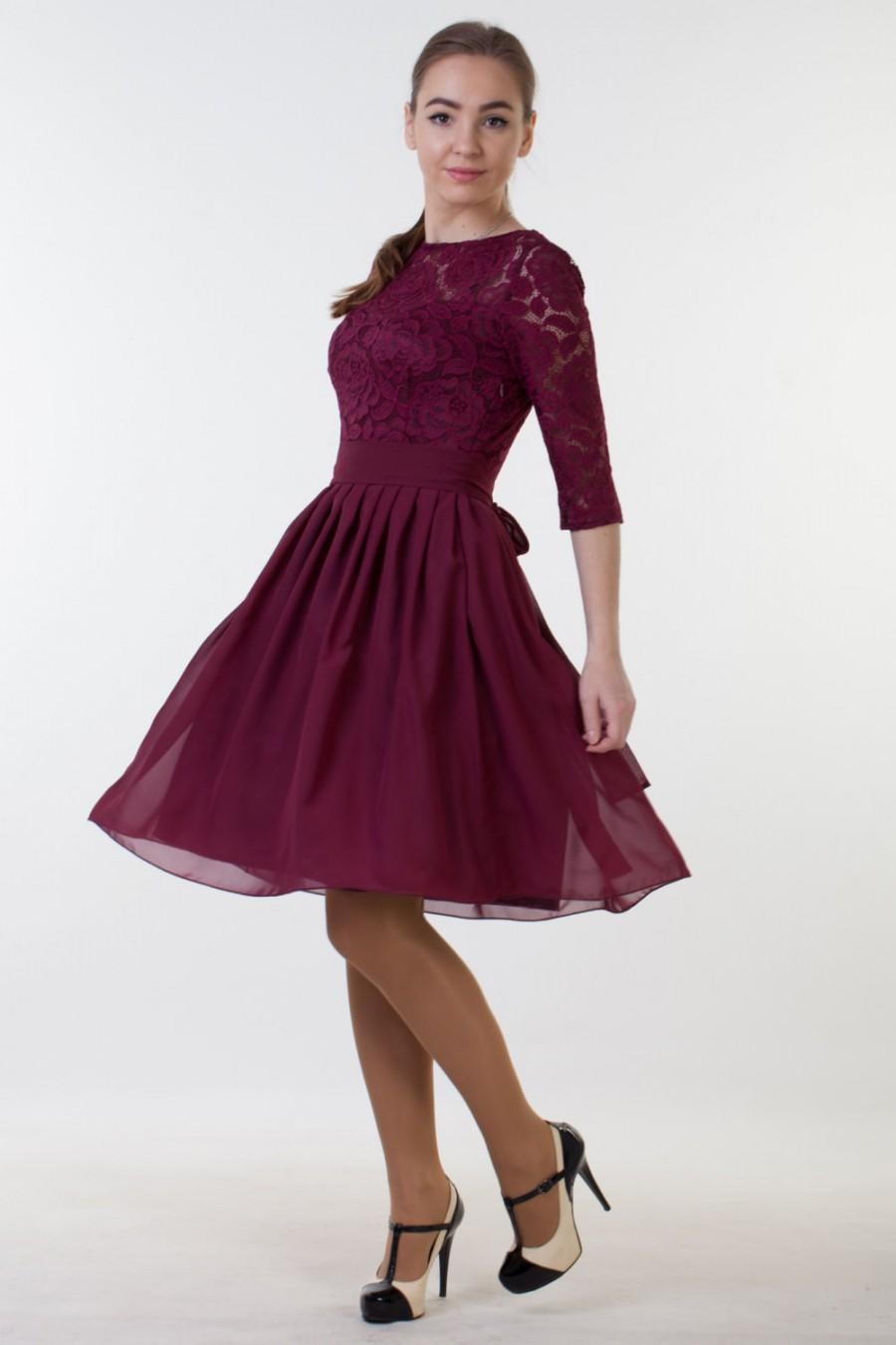 maroon dress with sleeves