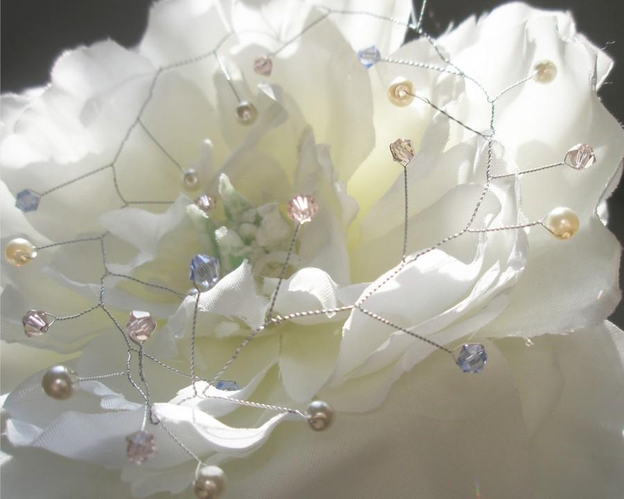 Свадьба - Design Your Own Hair Vine (select your own colors) Swarovski crystals and pearls OOAK - Wedding Hair Accessory