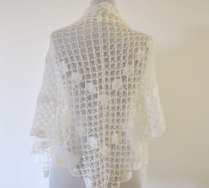 Mariage - Crochet Scarf Shawl Wedding Shawl Mohair Wrap Shawl Bridal Shawl Ivory Delicate Romantic Chic Elegant