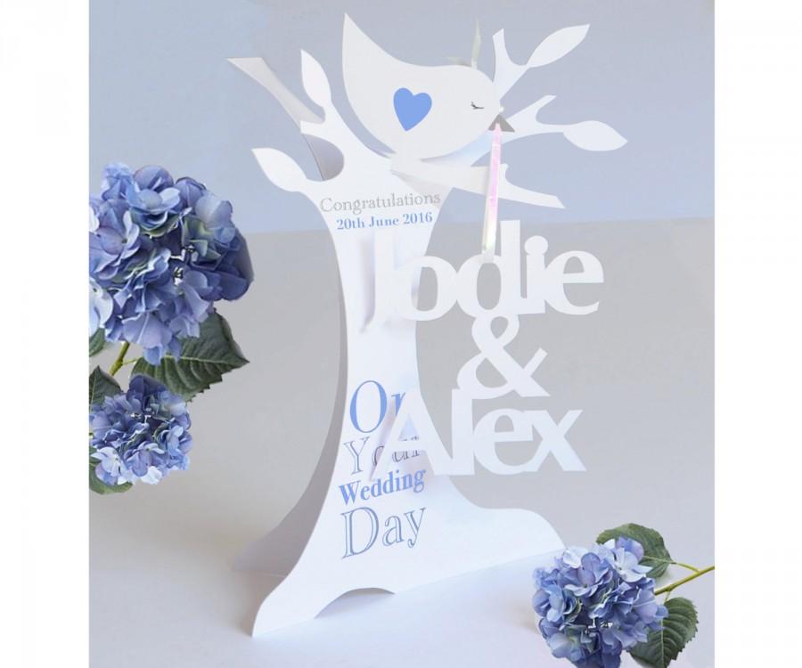 زفاف - Personalised 3d Popup Paper Cut Wedding Card .