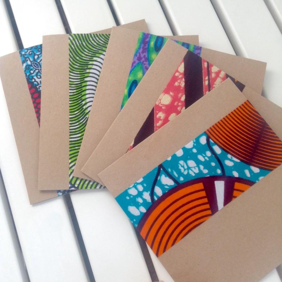 Wedding - 10 African wedding invitations, African wax print strip wedding invitation card set with envelopes, Bright wedding invitation