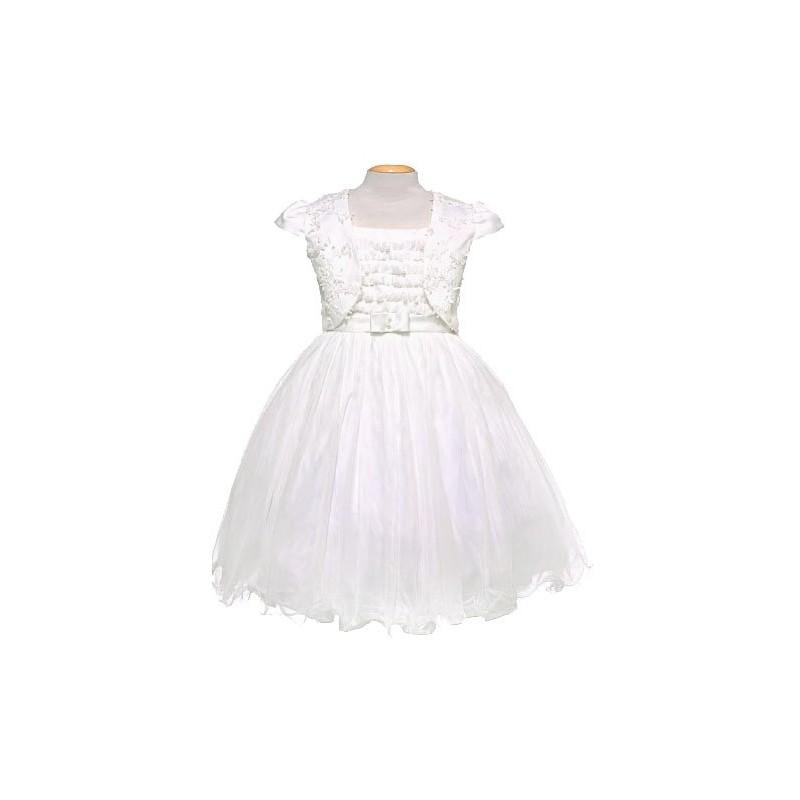 زفاف - Ivory Tulle & Pearl Sleeveless Dress w/ Bolero Style: D783 - Charming Wedding Party Dresses