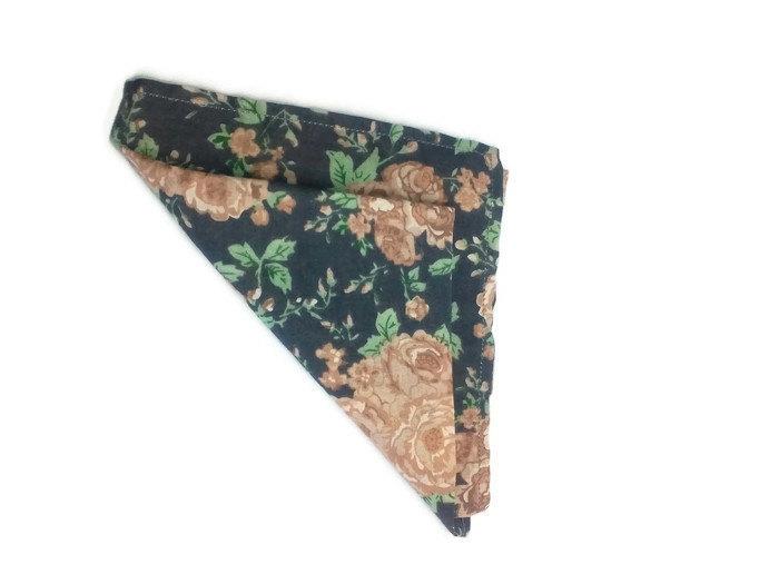Wedding - men's gift vintage roses pattern pocket square wedding handkerchief floral bow tie and pocket square prom handkerchief gifts for groomsmen