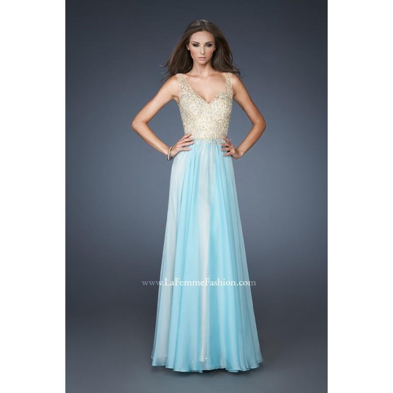 زفاف - Famous Bodice Chiffon A-line Long V-neck Embellished Prom/evening/bridesmaid Dresses La Femme 18932 - Cheap Discount Evening Gowns
