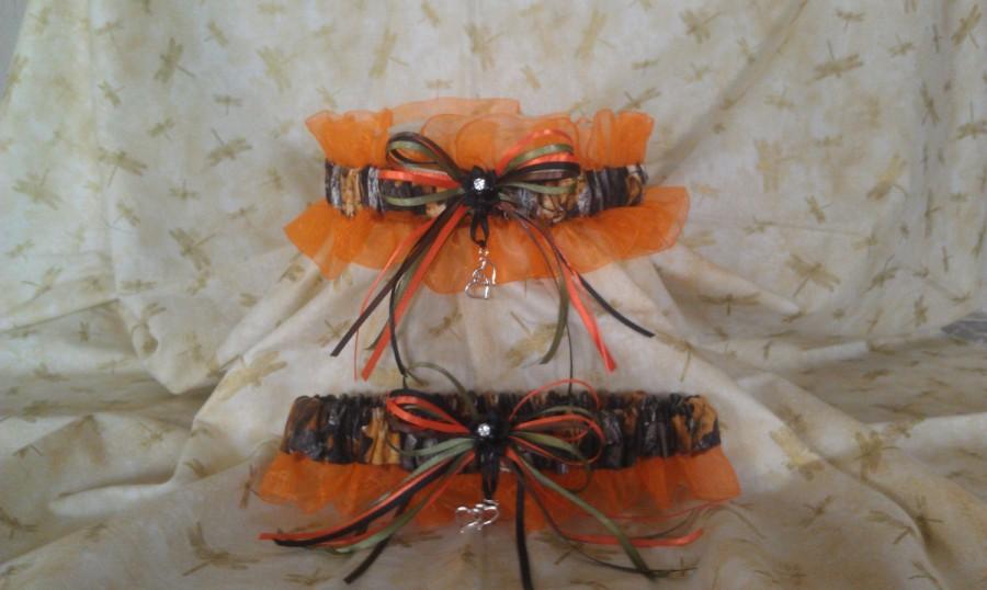 Свадьба - REALTREE ADVANTAGE TIMBER w/orange camo wedding garter set