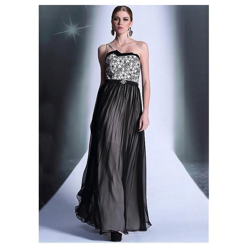 Mariage - In Stock Charming Tencel Chiffon Strapless Neckline Floor-length A-line Evening Dress - overpinks.com