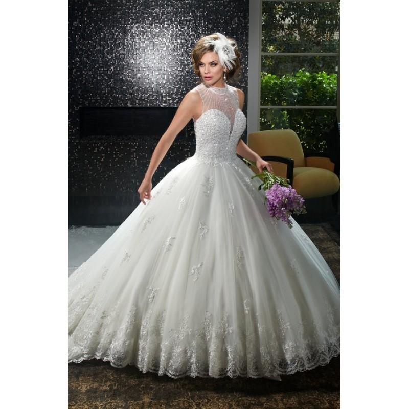 Wedding - Style 6404 by Mary's Bridal - Royal/Monarch Ballgown Sleeveless Floor length LaceTulle High-Neck Dress - 2017 Unique Wedding Shop