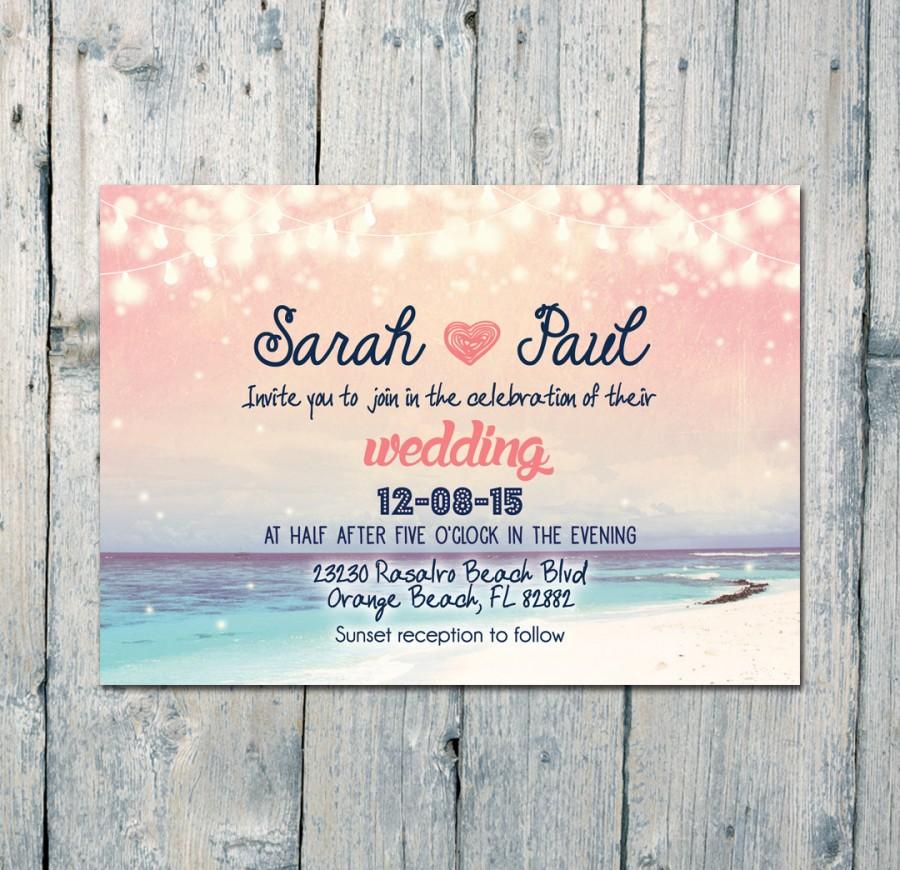 Свадьба - Printed Card - Digital Printable Files - Barefoot on the Beach Wedding Invitation RSVP Thank You Invitation Set Wedding Stationery - ID364