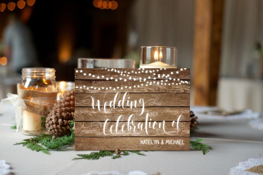 زفاف - Printed Card - Digital Printable Files - Double-sided Farm Country Wedding Rustic Wood Lights Wedding Invitation RSVP Thank You Set - ID674