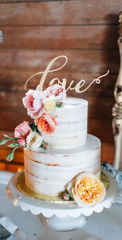 Mariage - Wedding Cake Topper Love.Gold Cake Topper.