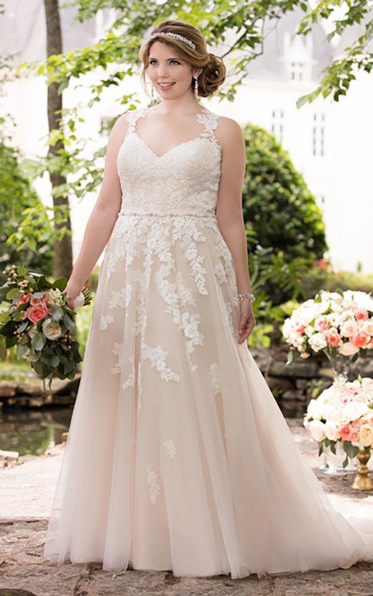 Mariage - Lace Illusion Back Wedding Dress