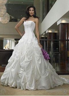 Mariage - Ball-Gown Strapless Cathedral Train Taffeta Wedding Dress With Ruffle Beading