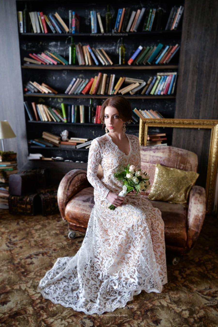 زفاف - 2017 // 0061 - Modest wedding dress - Long sleeves wedding dress - Ivory wedding dress - Classic wedding dress - Winter wedding dress