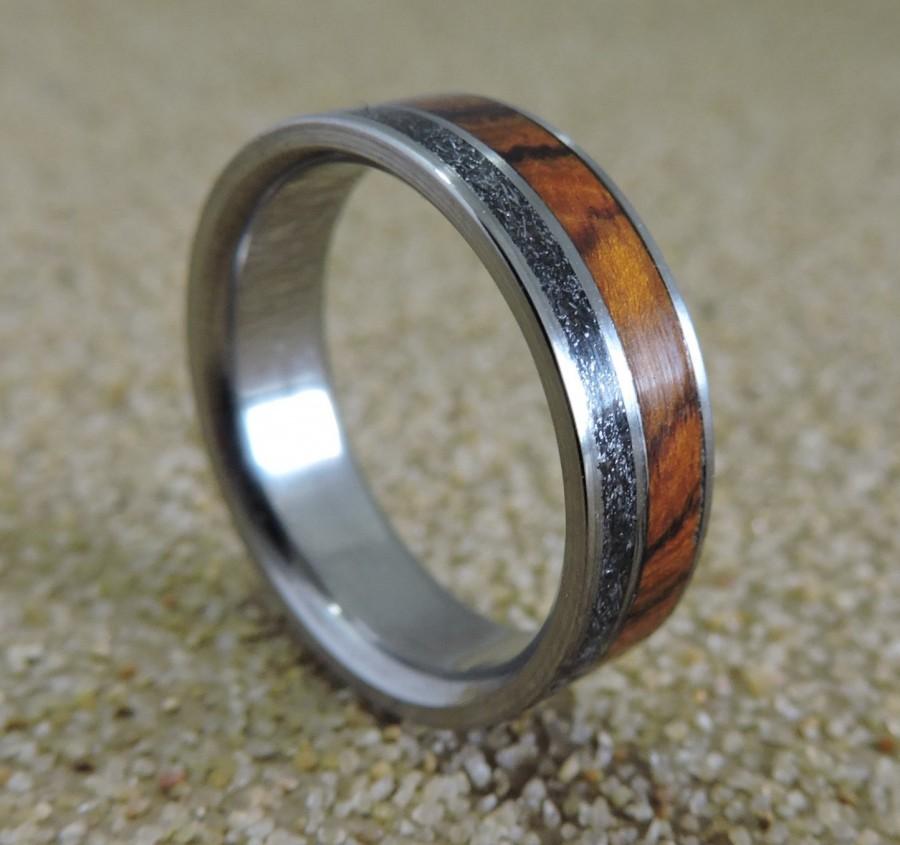 Свадьба - Titanium Ring, Meteorite Ring, Wood Ring, Ironwood Ring, Mens Ring, Womens Ring, Wedding Band, Handmade Ring, Engraved Ring, Personalized