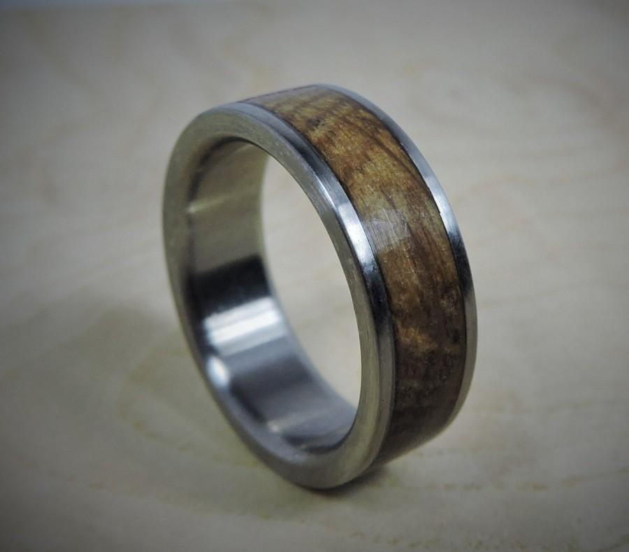 Wedding - Titanium Ring, Wood Ring, Custom Made Ring, Wedding Ring, Charred Oak Whiskey Barrel Ring, Mens Ring, Womens Ring, Handmade Ring, RobandLean