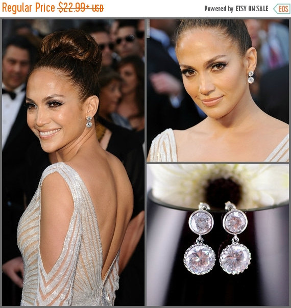 Mariage - Bridal Earrings Celebrity Jewelry Wedding Earrings Cubic Zirconia Bride Earrings White Crystal Wedding Jewelry CZ Bridesmaid Gift Sterling