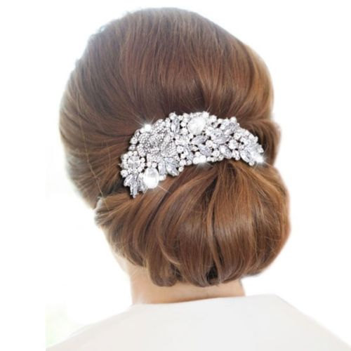 Wedding - Wedding Hair Comb, Crystal Bridal Hair Comb, Large Bridal Comb Silver Hair Comb, Swarovski Crystal Bridal Hair Comb, Rose Bridal Hair Piece