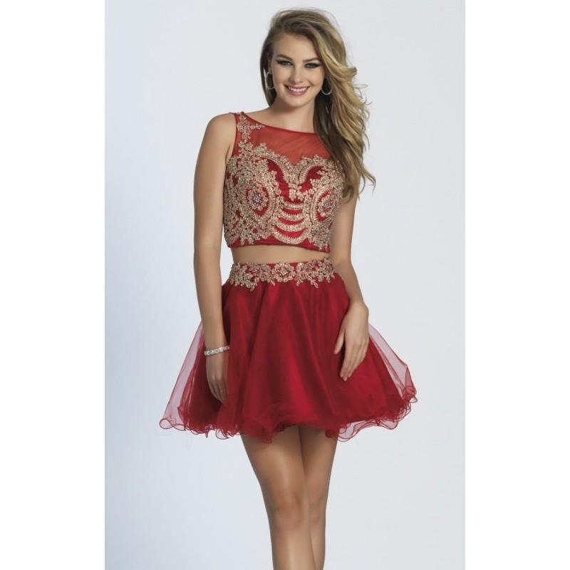 Mariage - Red Two-Piece Beaded Dress by Dave and Johnny - Color Your Classy Wardrobe